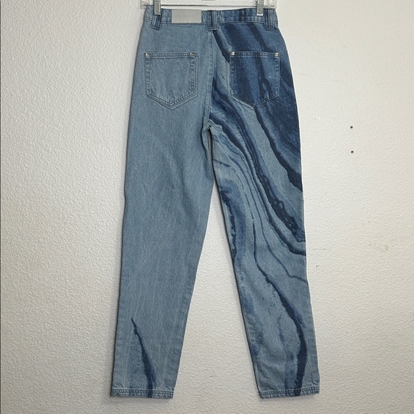 Maniere De Voir Marble Print Mom Jeans Size 8 High Waisted Distressed Denim Jean - Picture 4 of 14